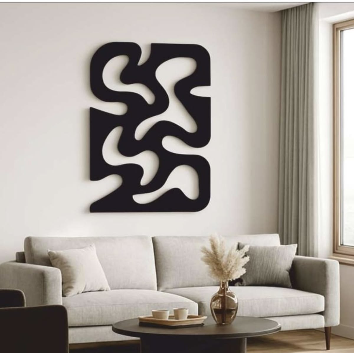 Art Mural Géométrique Abstrait Noir