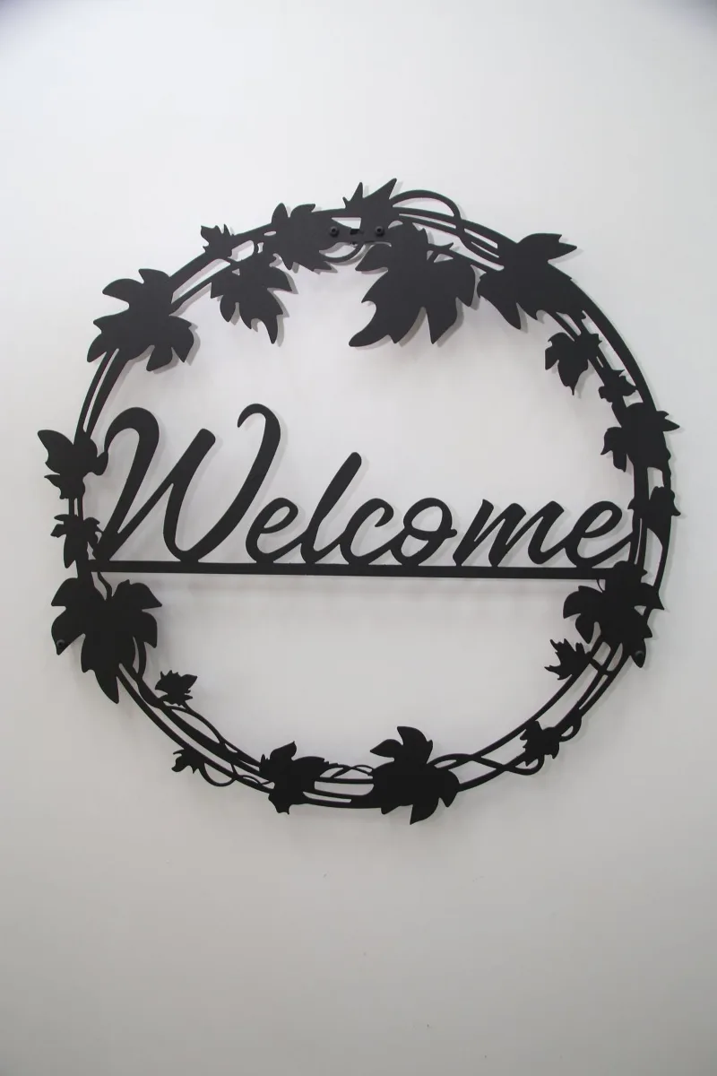 Couronne Welcome Feuillage Noir