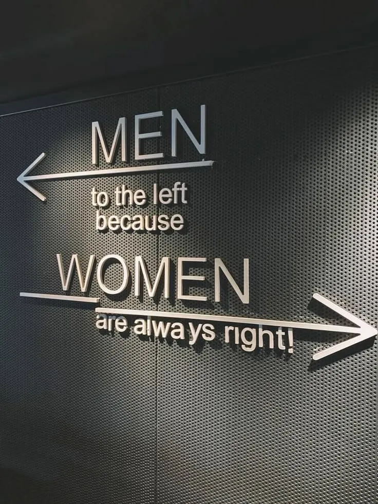 Panneau Hommes Femmes Drolatique