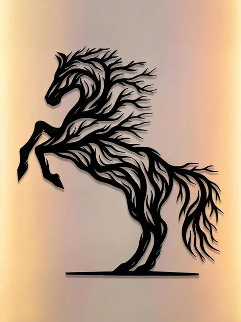 Cheval Arbre Élégant Lumineux