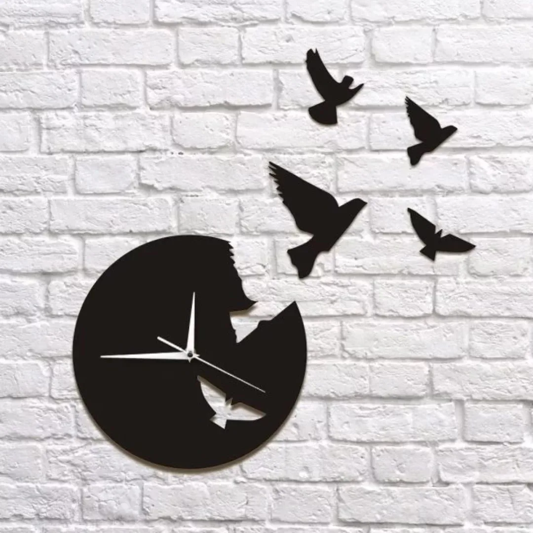 Horloge Envol d'Oiseaux Noirs