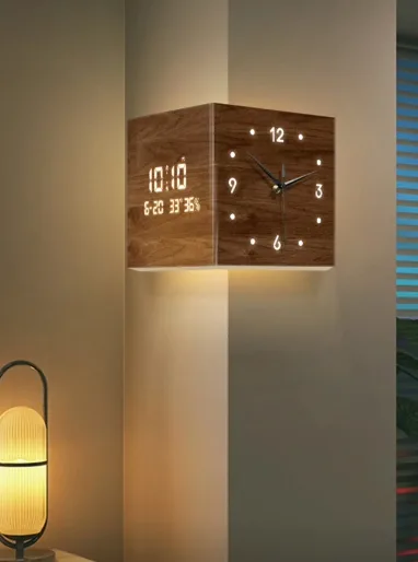 Horloge Murale Bois LED