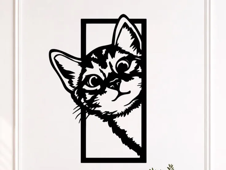 Chat Curieux Déco Murale