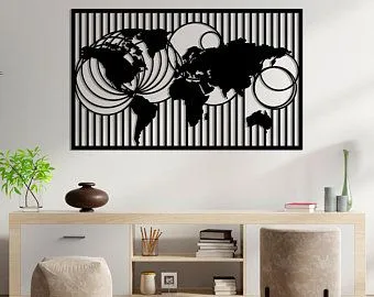 Planisphère Stylisé Monde Abstrait