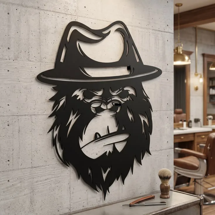 Gorille Chapeau Alucobond Noir