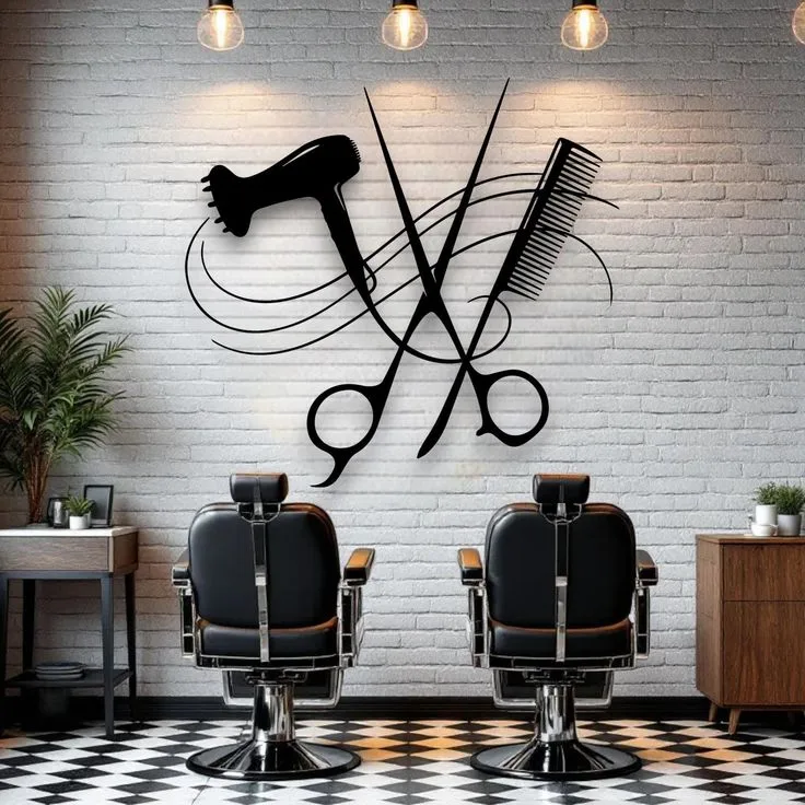 Outils Coiffure Élégance Murale