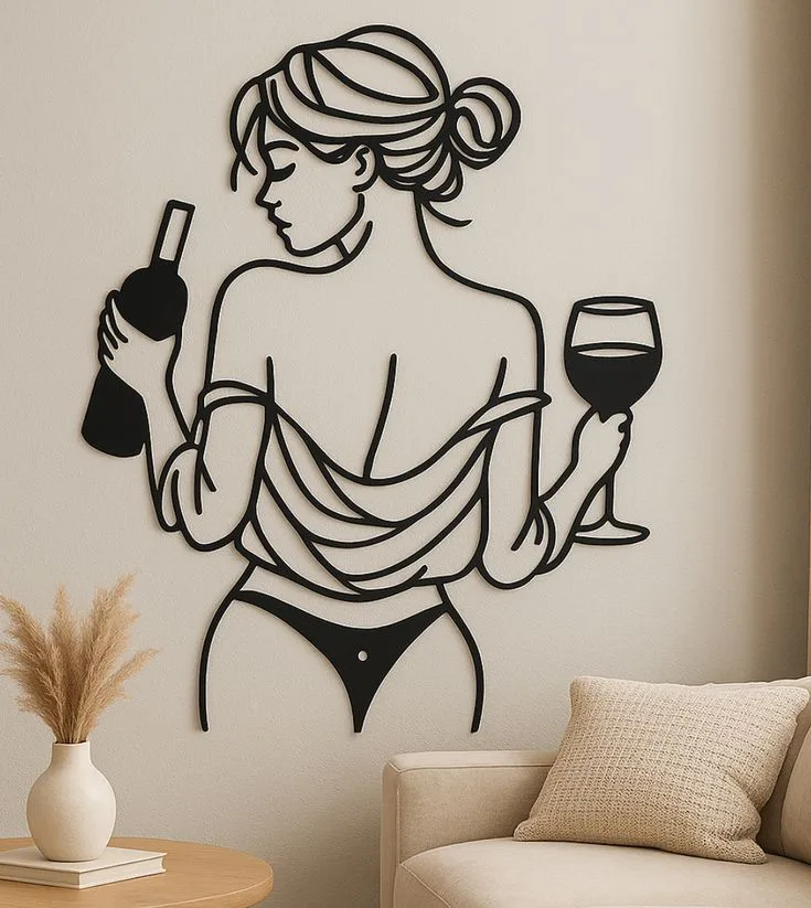 Femme Glamour Vin Bouteille