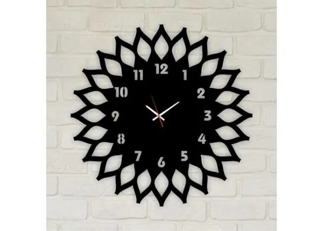 Horloge florale élégante noire