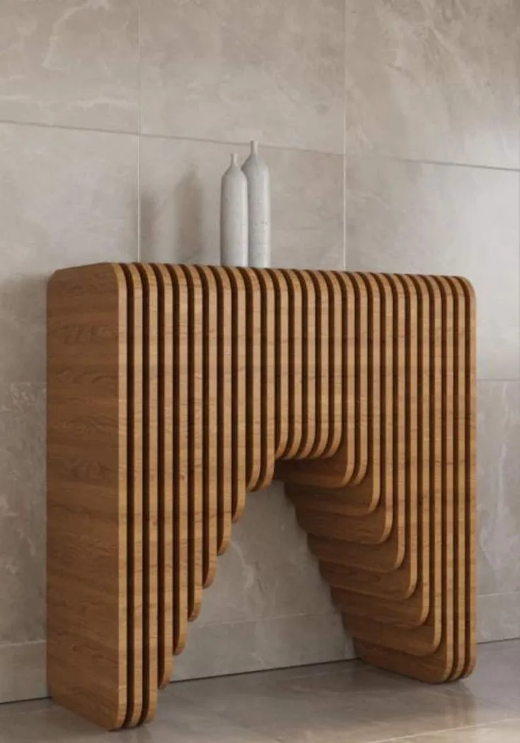 Table Console Géométrique en Bois
