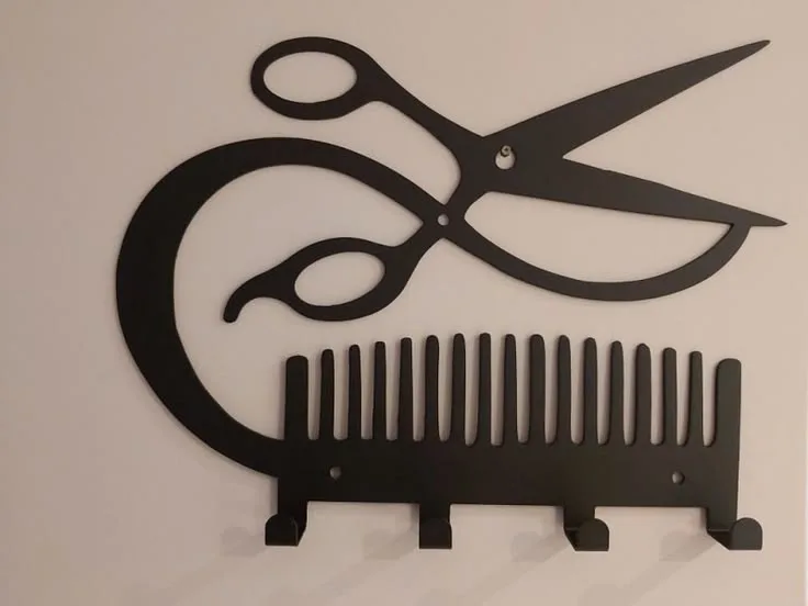 Décoration Murale Coiffeur Peigne Ciseaux